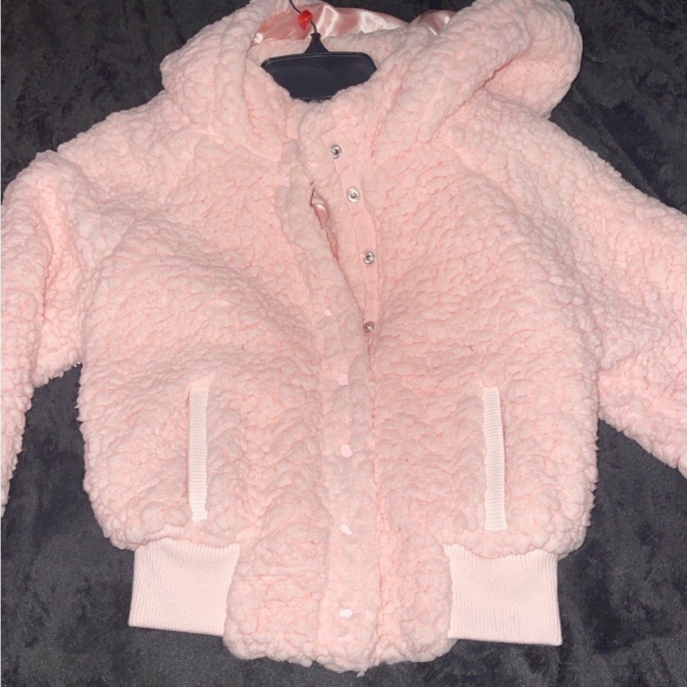 Jou Jou Girls Sherpa Button Snap Front Jacket, Size Youth Medium,